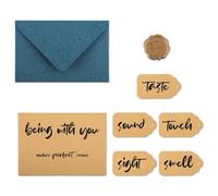 Set di Biglietti d'Auguri 5 Sensi, Idee Regalo in Carta Kraft Five Senses per Lui Stare con Te ha Perfettamente Senso Ti Amo con Tutti i Miei Sensi Regalo 5 Sensi per Fidanzato