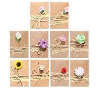 Set Di Biglietti D'Auguri Busta Da 10 Pezzi, Biglietto D'Auguri Con Decorazione Floreale, Busta In Carta Kraft Retrò, Biglietto D'Auguri Regalo Di Compleanno