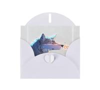 Set di biglietti d'auguri con stampa di Lupo Angry Wolf con interno bianco - Carta bianca perlata per compleanno, matrimonio, inviti per feste