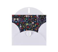 Set di biglietti d'auguri con stampa di teschi horror con interno bianco, eleganti biglietti di carta bianca perlata e buste abbinate