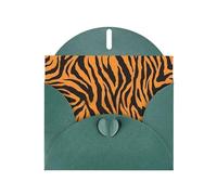 Set di biglietti d'auguri con stampa leopardata arancione tigre con interno bianco, elegante carta verde scuro perlato e buste abbinate