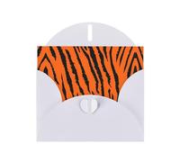 Set di biglietti d'auguri con stampa leopardata tigre arancione con interno bianco, eleganti biglietti di carta bianca perlata e buste abbinate