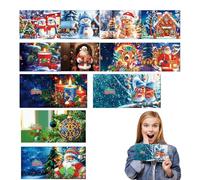 Set di biglietti di auguri con punta rotonda 5D con cristalli colorati 5D, biglietti di auguri di Natale in colori vivaci, set di biglietti di ringraziamento artistici e da colorare, immagini vivide