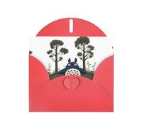 Set di biglietti di auguri con stampa bianca sul prato con interno bianco, carta rossa perla, biglietti di auguri per compleanno, matrimonio, inviti per feste