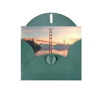 Set di biglietti di auguri con stampa "Bridge under the sunset" con interno vuoto, carta verde scuro perla, biglietti di compleanno, biglietti di invito per feste