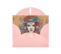 Set di biglietti di auguri con stampa di immagini della regina con interno bianco, carta rosa perla, biglietti di auguri per compleanno, matrimonio, inviti per feste