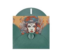 Set di biglietti di auguri con stampa di immagini della regina con interno bianco, carta verde scuro perla, biglietti di compleanno, biglietti di invito per feste di nozze