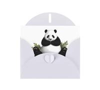 Set di biglietti di auguri con stampa di panda gigante sul prato con interno bianco - carta bianca perlata per compleanno, matrimonio, inviti per feste