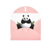 Set di biglietti di auguri con stampa di panda gigante sul prato con interno bianco - carta rosa perla, biglietti di auguri per compleanno, matrimonio, inviti per feste