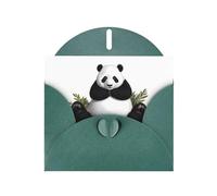 Set di biglietti di auguri con stampa di panda gigante sul prato con interno bianco, carta verde scuro perla, biglietti di compleanno, biglietti di invito per feste