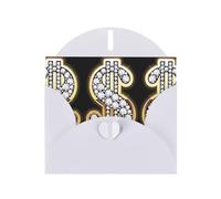 Set di biglietti di auguri con stampa di segno del dollaro d'oro con interno vuoto - Eleganti biglietti di carta bianca perlata e buste abbinate