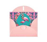 Set di biglietti di auguri con stampa fenicottero in una ghirlanda con interno bianco - Carta rosa perlata per compleanno, biglietti di nozze per inviti per feste