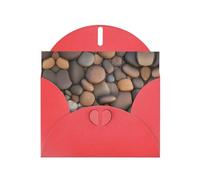 Set di biglietti di auguri rossi con interno bianco - ciottoli in spiaggia stampa carta perlata biglietti di compleanno, matrimonio e anniversario