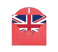 Set di biglietti di auguri rossi con interno bianco - Stampa bandiera britannica carta perlata biglietti di compleanno, matrimonio e anniversario