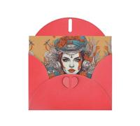 Set di biglietti di auguri rossi con interno bianco - Stampa con immagine della regina in carta perlata per compleanno, matrimonio e anniversario