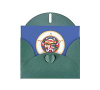 Set di biglietti di auguri verde scuro con buste - Biglietti vuoti con stampa bandiera dello stato del Minnesota per compleanno, San Valentino e inviti per feste