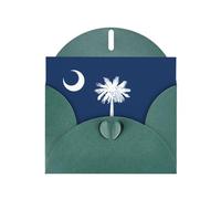 Set di biglietti di auguri verde scuro con interno vuoto - Bandiera della Carolina del Sud con stampa di carta perlata per compleanno, matrimonio e anniversario