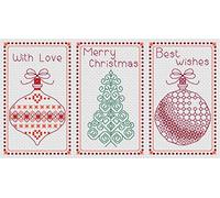 Set di biglietti di Natale a punto croce con fili DMC e tessuto, set di 3 biglietti di auguri natalizi, motivo cucito facile e veloce, ornamento a stella per la pace e la gioia della stagione più