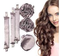 Set di bigodini in raso senza calore, con morbidi bigodini con cuffie per capelli e fascia per ricci senza calore, per tutti i tipi di capelli (D-3 set, viola chiaro)