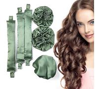 Set di bigodini in raso senza calore, con morbidi bigodini con cuffie per capelli e fascia per ricci senza calore, per tutti i tipi di capelli (F-3Sets-verde oliva)