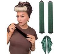 Set di bigodini per capelli senza calore, per una notte, non si riscaldano, in schiuma, per dormire per capelli lunghi, fascia per capelli in seta (verde Everglade, L)