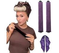 Set di bigodini per capelli senza calore, per una notte, non si riscaldano, in schiuma, per dormire, per capelli lunghi, fascia per capelli in seta (viola scuro, L)