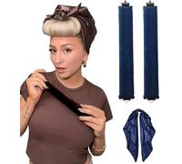 Set di bigodini per capelli senza calore, per una notte, non si riscaldano, in schiuma, set per dormire, per capelli lunghi, fascia per capelli in seta (blu navy, L)