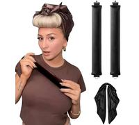 Set di bigodini per capelli senza calore, per una notte, non si riscaldano, in schiuma, set per dormire per capelli lunghi, fascia per capelli in seta (nero, L)