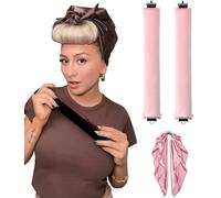 Set di bigodini per capelli senza calore, per una notte, non si riscaldano, in schiuma, set per dormire, per capelli lunghi, fascia per capelli in seta (rosa, L)