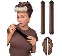 Set di bigodini per capelli senza calore, per una notte, non si riscaldano, in schiuma, set per dormire per capelli lunghi, fascia per capelli in seta (marrone, grande)