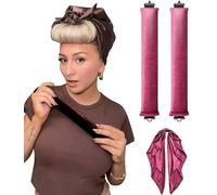 Set di bigodini per capelli senza calore, per una notte, senza calore, in schiuma, per dormire per capelli lunghi, fascia per capelli in seta (rosa sonico raro, grande)