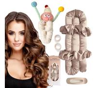 Set di bigodini senza calore, in raso, senza calore, per tutta la notte, 7 pezzi, con grazioso fermaglio per capelli, senza bigodini per dormire (beige)