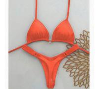 Set di bikini e slip triangolari da donna, colore unito, stile fascia, sexy, per vacanze e spiaggia estiva L,M,S,XL,XSColore unicoPoliammide