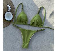 Set di bikini elegante da donna, design a bretelle, decorazione con nodo e laccio, crea un look alla moda e affascinante per le vacanze estive in spiaggia L,M,S,XSColore unicoTessuto