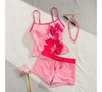 Set di bikini elegante e sexy da donna, a tema marino con aragosta, granchio, tartaruga, fiore di ibisco, top a triangolo con braccialetto, costume da bagno tankini con spalline regolabili, adatto per