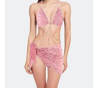 Set di bikini femminili con costumi da bagno a triangolo a catena per le