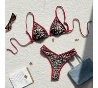 Set di bikini sexy con stampa leopardata e spalline sottili, costume da bagno estivo con stampa animale, bikini a vita alta con stampa animale, costume da bagno con stampa ghepardo per donne L,M,S,XSM