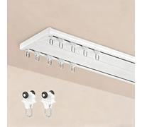 Set di binari da soffitto in lega di alluminio a doppia fila, facile da inserire, 1,8 m / 5.9ft, nero e bianco, per soggiorno, camera da letto, ospedale, soluzione versatile per drappeggi