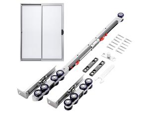 Set di binari hardware per porta in legno - Set completo di meccanismo di rotolamento per porte scorrevoli in legno, porte scorrevoli, di movimento della porta, componenti hardware per