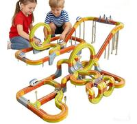 Set di binari magnetici per bambini, set di binari magnetici per bambini, set di traini elettrici flessibili da corsa, layout 3D integrati e auto motorizzata favorisce il pensiero spaziale e la