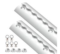 Set di binari per airline, 2 x 1,5 m, semicircolari in alluminio anodizzato, con 5 occhielli e 4 tappi terminali, portata 1,7 t, per camion, furgoni, rimorchi e camper, colore argento