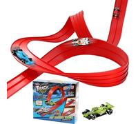 Set di binari per auto giocattolo - 4 auto da diecast a rotolamento lungo - Loop flessibili - - Rampe | Attacca alle porte di per, tunnel, ciclo adatto alla famiglia, regali