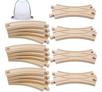 Set di binari per ferrovia in legno, compatibilità con tutti gli accessori e le guide in legno, robusto e durevole, set di espansione per modellismo, giochi creativi per bambini dai 3 anni in su, 16