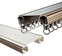 Set di binari per montaggio a soffitto o a parete in alluminio doppio resistente per ufficio, casa, bagno, ospedale, finitura champagne, versatile sistema di binari