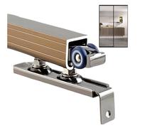Set Di Binari Per Porta Scorrevole, Binario in Alluminio Antiruggine Spesso 2 Mm (lunghezza 1-2 M Opzionale), Rulli Silenziosi A 4 Ruote, Per Cucina/bagno/camera Da Letto,1.6m