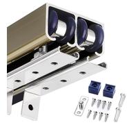 Set di binari per Porta Scorrevole per Porta Bypass, Binario Hardware per Porta della stalla con Viti + Set di pulegge, Kit Telaio Porta Tascabile per Porte scorrevoli(Champagne,0.8m/2.6ft)