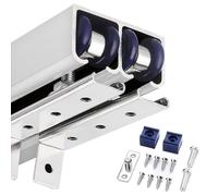 Set di binari per Porta Scorrevole per Porta Bypass, Binario Hardware per Porta della stalla con Viti + Set di pulegge, Kit Telaio per Porta Tascabile Sistema Hardware per Porte scorrevoli (Argento,