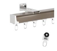 Set di binari per tenda da parete in alluminio, 220 cm, con guida laterale per divisorio, ideale per soggiorno, camera da letto, ospedale, finitura bronzo