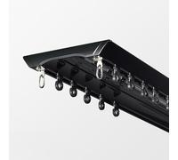 Set di binari per tenda doppia, 1,6 m, in alluminio, oscuranti, a doppia guida, liscia, montaggio a soffitto, silenziosi, per soggiorno, camera da letto, divisorio (nero)