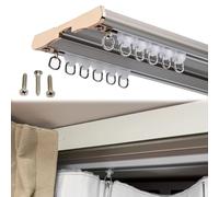 Set di binari per tende a doppio soffitto, resistenti, regolabili, da 100 cm a 122 cm, con ferramenta e puleggia, ideali per casa, ufficio e camper, 6,4 m